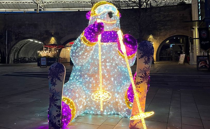 Polar bear Christmas lights in Bath